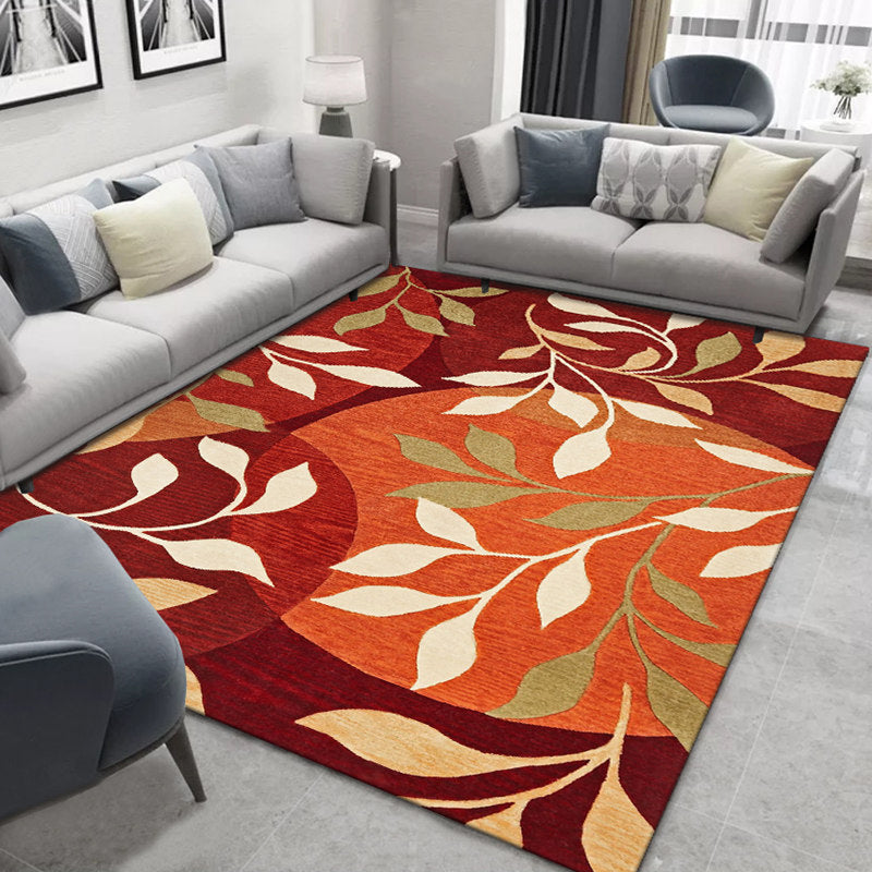 Glam Nordic Area Rug Multi-Colored Plant Carpet Stain Resistant Washable Anti-Slip Backing Rug for Sitting Room Yellow-Red Clearhalo 'Area Rug' 'Modern' 'Rugs' Rug' 2171844