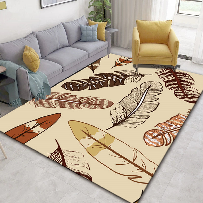 Glam Nordic Area Rug Multi-Colored Plant Carpet Stain Resistant Washable Anti-Slip Backing Rug for Sitting Room Dark Beige Clearhalo 'Area Rug' 'Modern' 'Rugs' Rug' 2171845