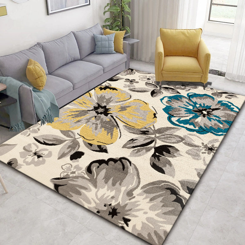 Glam Nordic Area Rug Multi-Colored Plant Carpet Stain Resistant Washable Anti-Slip Backing Rug for Sitting Room Blue-Yellow Clearhalo 'Area Rug' 'Modern' 'Rugs' Rug' 2171847
