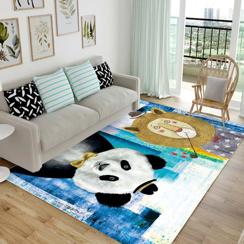 Multicolor Nordic Style Rug Synthetics Cartoon Drawing Carpet Washable Pet Friendly Anti-Slip Rug for Home Decoration Black-White Clearhalo 'Area Rug' 'Modern' 'Rugs' Rug' 2171855