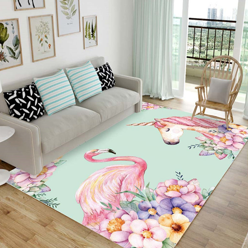Multicolor Nordic Style Rug Synthetics Cartoon Drawing Carpet Washable Pet Friendly Anti-Slip Rug for Home Decoration Pink Clearhalo 'Area Rug' 'Modern' 'Rugs' Rug' 2171860