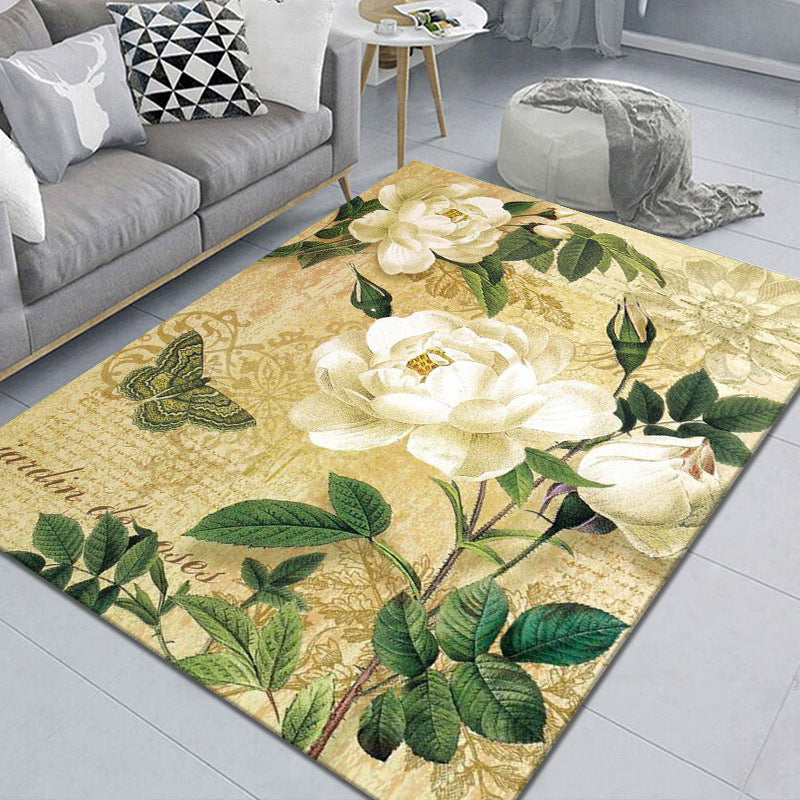 Pretty 3D Flower Indoor Rug Multi Color Modern Carpet Polypropylene Washable Non-Slip Backing Stain Resistant Rug for Home Yellow-White Clearhalo 'Area Rug' 'Modern' 'Rugs' Rug' 2171869