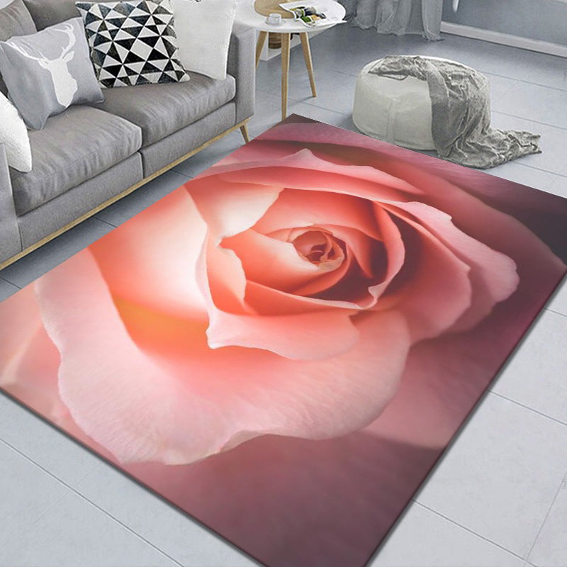 Pretty 3D Flower Indoor Rug Multi Color Modern Carpet Polypropylene Washable Non-Slip Backing Stain Resistant Rug for Home Pink Clearhalo 'Area Rug' 'Modern' 'Rugs' Rug' 2171870