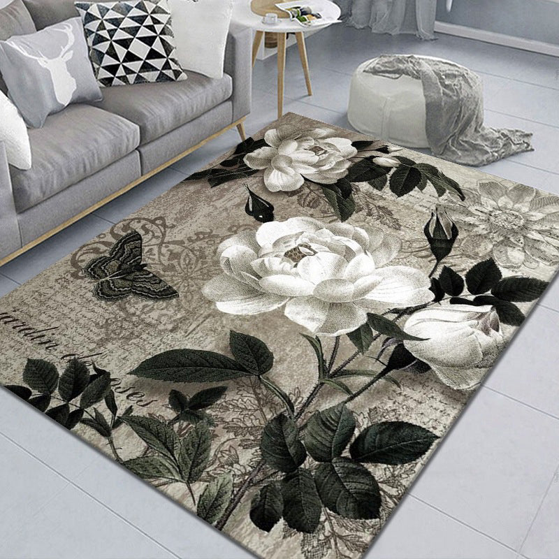 Pretty 3D Flower Indoor Rug Multi Color Modern Carpet Polypropylene Washable Non-Slip Backing Stain Resistant Rug for Home Light Gray-White Clearhalo 'Area Rug' 'Modern' 'Rugs' Rug' 2171874