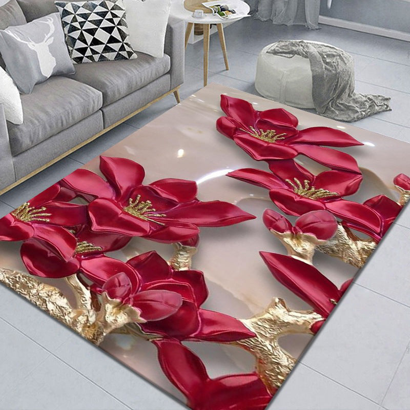 Pretty 3D Flower Indoor Rug Multi Color Modern Carpet Polypropylene Washable Non-Slip Backing Stain Resistant Rug for Home Peach Clearhalo 'Area Rug' 'Modern' 'Rugs' Rug' 2171875