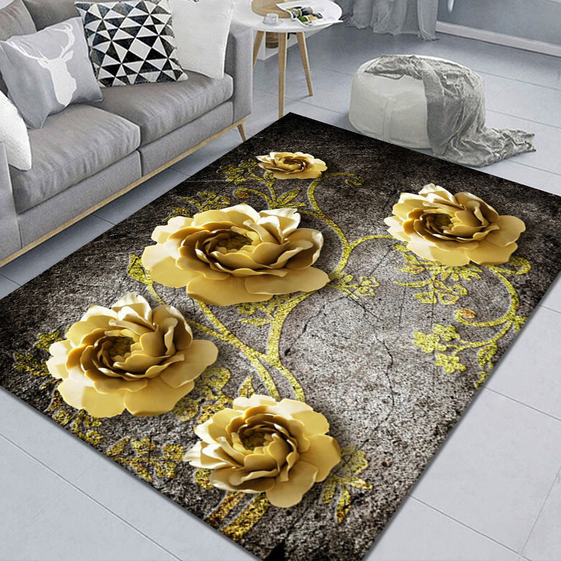 Pretty 3D Flower Indoor Rug Multi Color Modern Carpet Polypropylene Washable Non-Slip Backing Stain Resistant Rug for Home Gold Clearhalo 'Area Rug' 'Modern' 'Rugs' Rug' 2171876