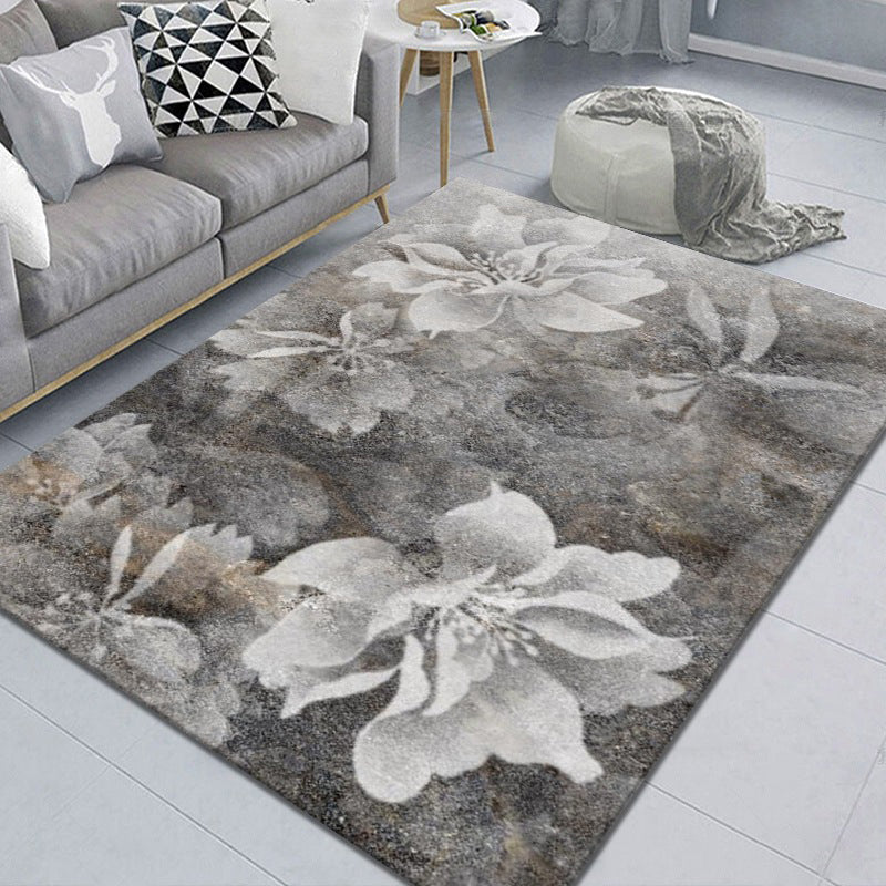 Pretty 3D Flower Indoor Rug Multi Color Modern Carpet Polypropylene Washable Non-Slip Backing Stain Resistant Rug for Home White-Gray Clearhalo 'Area Rug' 'Modern' 'Rugs' Rug' 2171879