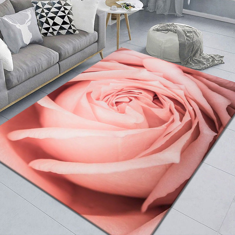 Pretty 3D Flower Indoor Rug Multi Color Modern Carpet Polypropylene Washable Non-Slip Backing Stain Resistant Rug for Home Pink Clearhalo 'Area Rug' 'Modern' 'Rugs' Rug' 2171880