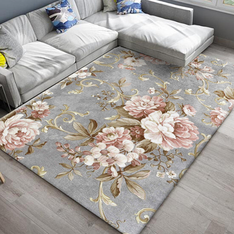 Stylish Americana Rug Multi Colored Flower Carpet Pet Friendly Machine Washable Anti-Slip Backing Rug for Room Nude Pink Clearhalo 'Area Rug' 'Modern' 'Rugs' Rug' 2171889