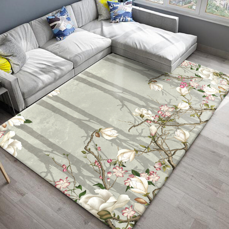 Stylish Americana Rug Multi Colored Flower Carpet Pet Friendly Machine Washable Anti-Slip Backing Rug for Room White-Brown Clearhalo 'Area Rug' 'Modern' 'Rugs' Rug' 2171892