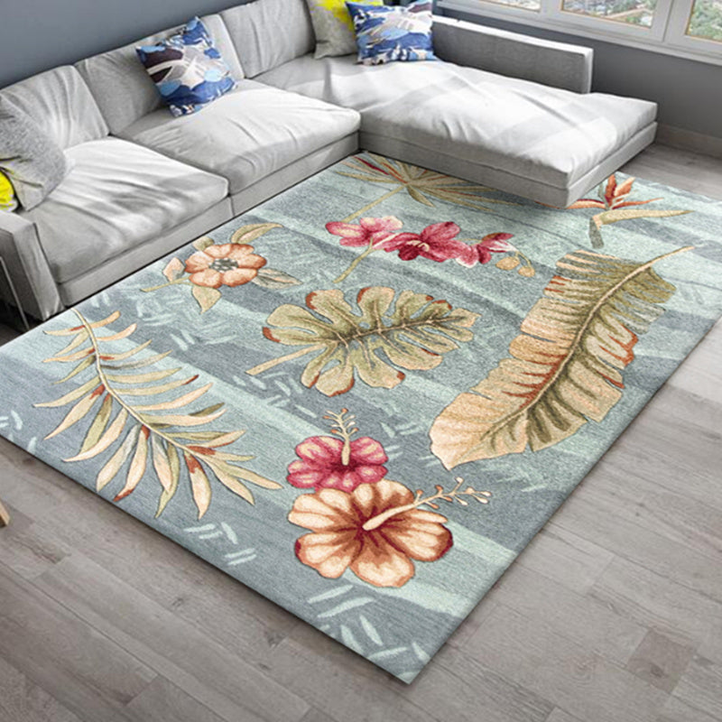 Stylish Americana Rug Multi Colored Flower Carpet Pet Friendly Machine Washable Anti-Slip Backing Rug for Room Green-Red Clearhalo 'Area Rug' 'Modern' 'Rugs' Rug' 2171893