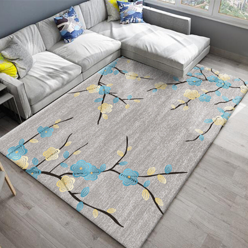 Stylish Americana Rug Multi Colored Flower Carpet Pet Friendly Machine Washable Anti-Slip Backing Rug for Room Blue-Yellow Clearhalo 'Area Rug' 'Modern' 'Rugs' Rug' 2171896