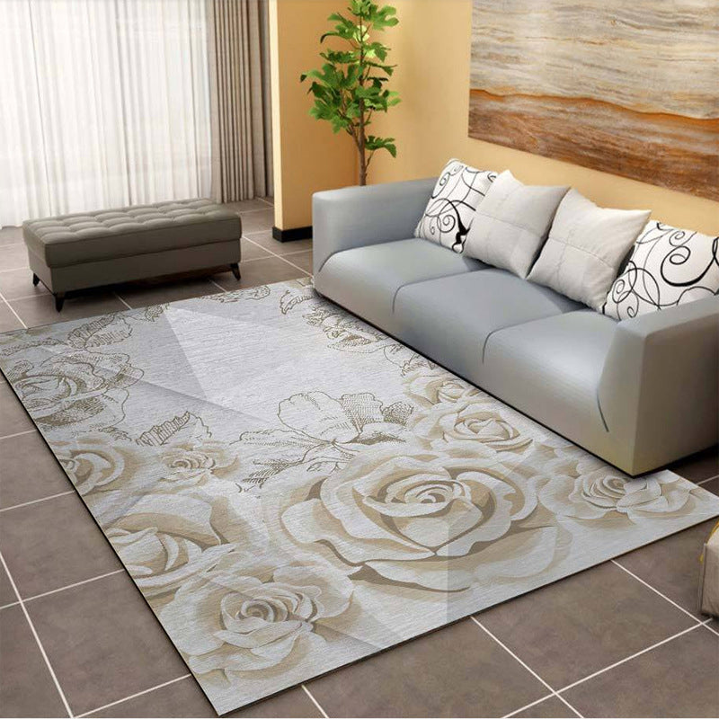 Multi Color Home Rug Contemporary Floral Rug Synthetics Stain Resistant Non-Slip Backing Washable Area Carpet Gray-White Clearhalo 'Area Rug' 'Modern' 'Rugs' Rug' 2171907