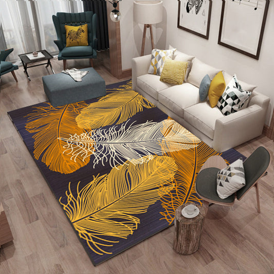 Trendy Multi-Color Nordic Rug Polypropylene Abstract Drawing Carpet Non-Slip Stain Resistant Machine Washable Rug for Living Room Yellow-White Clearhalo 'Area Rug' 'Modern' 'Rugs' Rug' 2171910