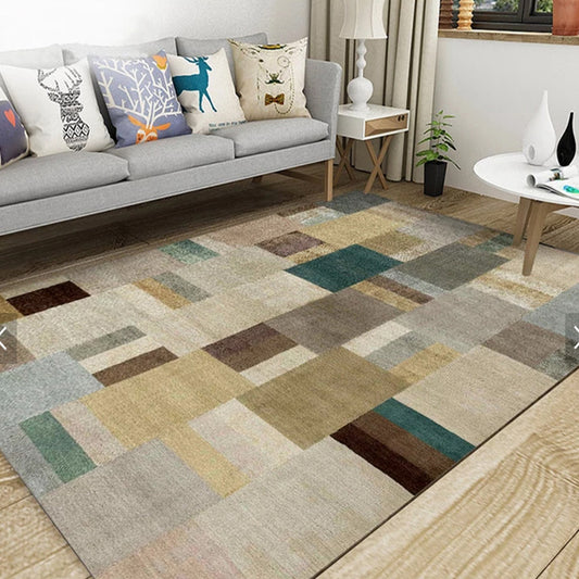 Trendy Multi-Color Nordic Rug Polypropylene Abstract Drawing Carpet Non-Slip Stain Resistant Machine Washable Rug for Living Room Taupe Clearhalo 'Area Rug' 'Modern' 'Rugs' Rug' 2171913