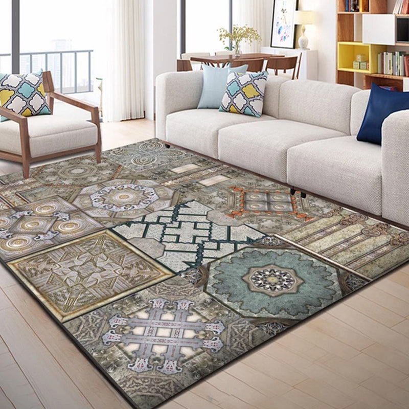 Trendy Multi-Color Nordic Rug Polypropylene Abstract Drawing Carpet Non-Slip Stain Resistant Machine Washable Rug for Living Room Brown Clearhalo 'Area Rug' 'Modern' 'Rugs' Rug' 2171914