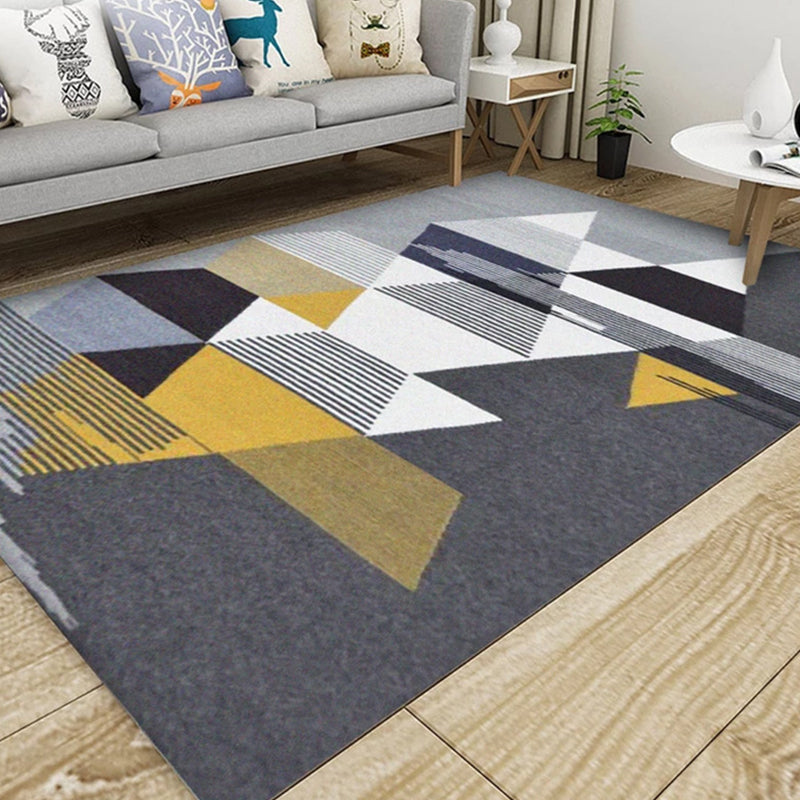 Trendy Multi-Color Nordic Rug Polypropylene Abstract Drawing Carpet Non-Slip Stain Resistant Machine Washable Rug for Living Room Dark Gray Clearhalo 'Area Rug' 'Modern' 'Rugs' Rug' 2171919