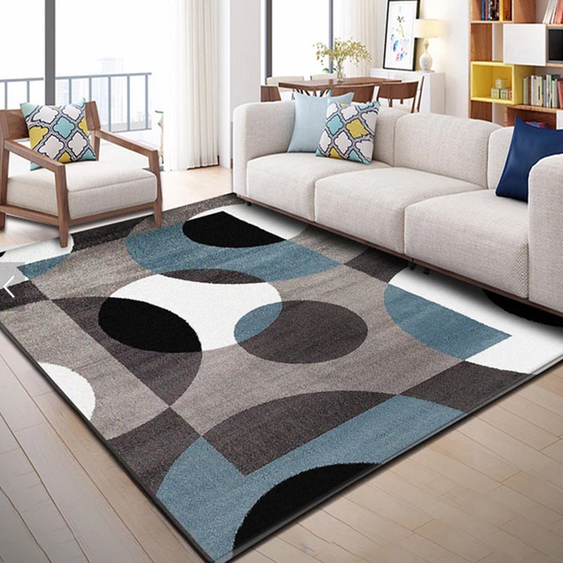 Trendy Multi-Color Nordic Rug Polypropylene Abstract Drawing Carpet Non-Slip Stain Resistant Machine Washable Rug for Living Room Black-Blue Clearhalo 'Area Rug' 'Modern' 'Rugs' Rug' 2171922