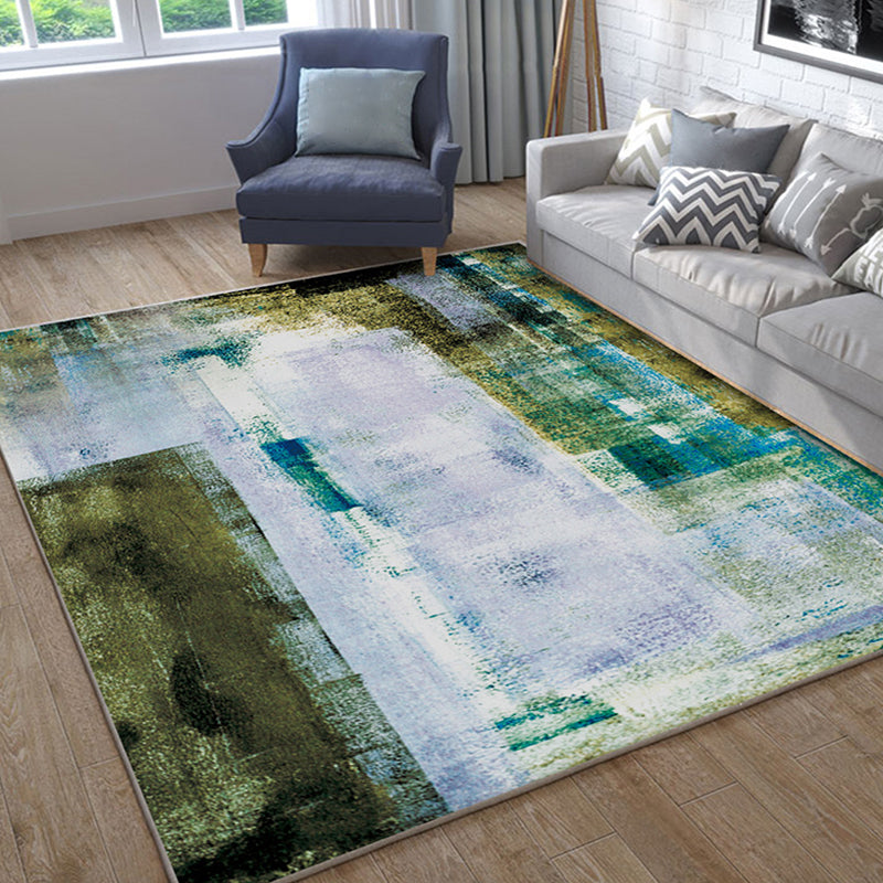 Trendy Multi-Color Nordic Rug Polypropylene Abstract Drawing Carpet Non-Slip Stain Resistant Machine Washable Rug for Living Room Green-Blue Clearhalo 'Area Rug' 'Modern' 'Rugs' Rug' 2171927