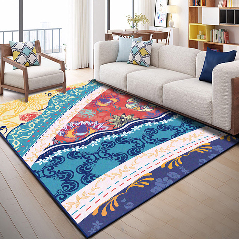 Native American Patterned Rug Multi-Colored Polyester Carpet Machine Washable Pet Friendly Non-Slip Backing Rug for Room Blue-Yellow Clearhalo 'Area Rug' 'Modern' 'Rugs' Rug' 2171935