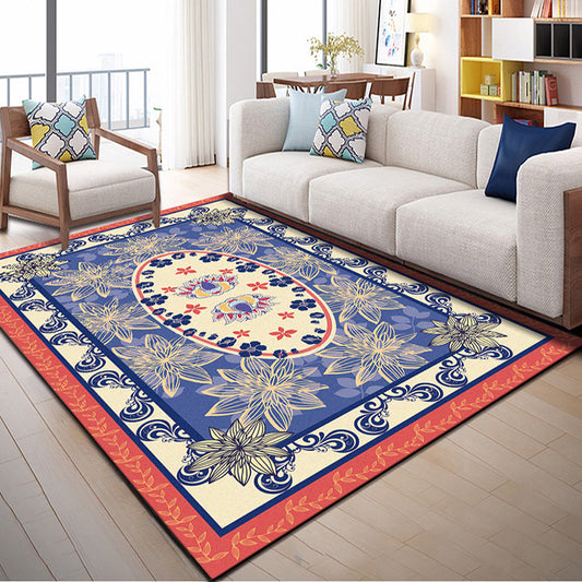 Native American Patterned Rug Multi-Colored Polyester Carpet Machine Washable Pet Friendly Non-Slip Backing Rug for Room Blue-Red Clearhalo 'Area Rug' 'Modern' 'Rugs' Rug' 2171951