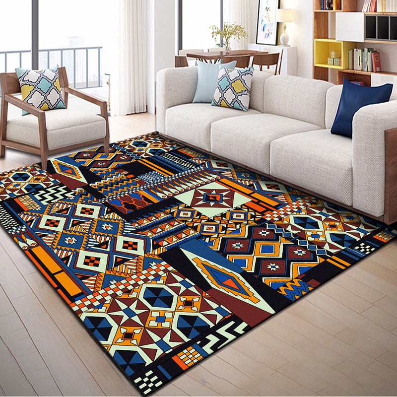 Native American Patterned Rug Multi-Colored Polyester Carpet Machine Washable Pet Friendly Non-Slip Backing Rug for Room Dark Red Clearhalo 'Area Rug' 'Modern' 'Rugs' Rug' 2171954