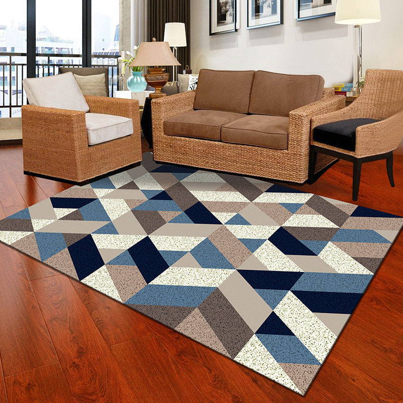 Multicolor Geometric Botanical Rug Synthetics Modern Carpet Stain Resistant Non-Slip Washable Rug for Home Blue-Brown Clearhalo 'Area Rug' 'Modern' 'Rugs' Rug' 2171960
