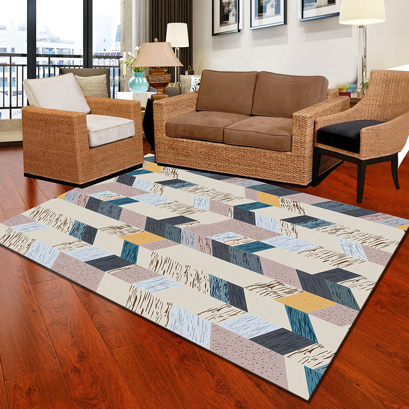 Multicolor Geometric Botanical Rug Synthetics Modern Carpet Stain Resistant Non-Slip Washable Rug for Home Pink-Blue Clearhalo 'Area Rug' 'Modern' 'Rugs' Rug' 2171961