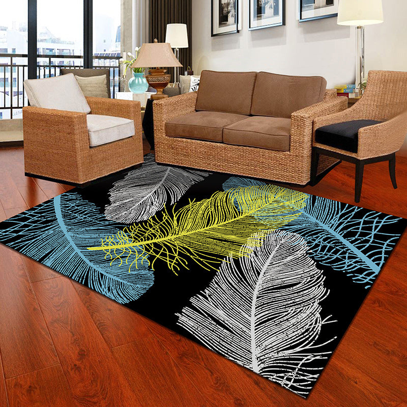 Multicolor Geometric Botanical Rug Synthetics Modern Carpet Stain Resistant Non-Slip Washable Rug for Home Blue-Yellow Clearhalo 'Area Rug' 'Modern' 'Rugs' Rug' 2171962