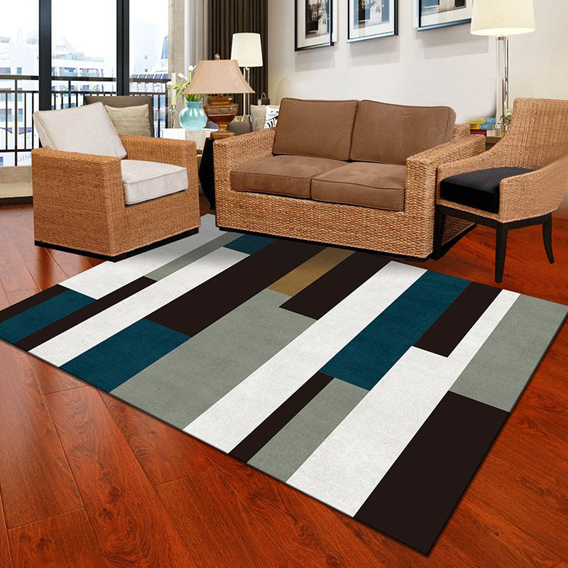 Multicolor Geometric Botanical Rug Synthetics Modern Carpet Stain Resistant Non-Slip Washable Rug for Home Black-White Clearhalo 'Area Rug' 'Modern' 'Rugs' Rug' 2171968