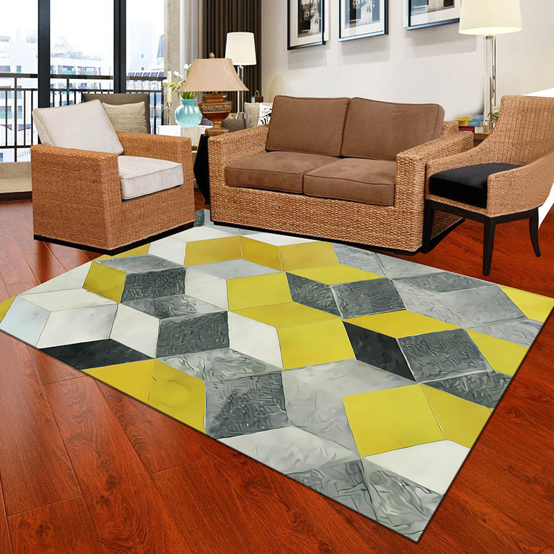 Multicolor Geometric Botanical Rug Synthetics Modern Carpet Stain Resistant Non-Slip Washable Rug for Home Gray-Yellow Clearhalo 'Area Rug' 'Modern' 'Rugs' Rug' 2171972