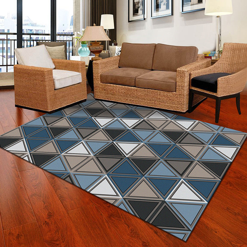 Multicolor Geometric Botanical Rug Synthetics Modern Carpet Stain Resistant Non-Slip Washable Rug for Home Blue-Black Clearhalo 'Area Rug' 'Modern' 'Rugs' Rug' 2171979