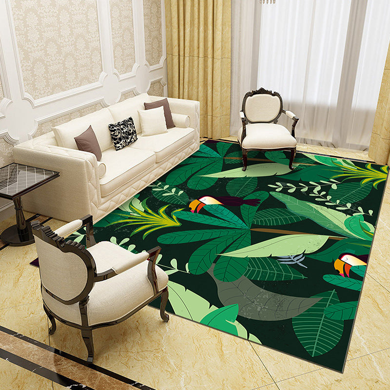 Unique Abstract Patterned Rug Multi Color Contemporary Rug Polypropylene Washable Pet Friendly Non-Slip Backing Rug for Lounge Black-Green Clearhalo 'Area Rug' 'Modern' 'Rugs' Rug' 2171988