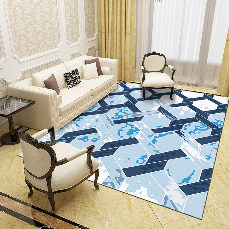 Unique Abstract Patterned Rug Multi Color Contemporary Rug Polypropylene Washable Pet Friendly Non-Slip Backing Rug for Lounge Light Blue Clearhalo 'Area Rug' 'Modern' 'Rugs' Rug' 2171990