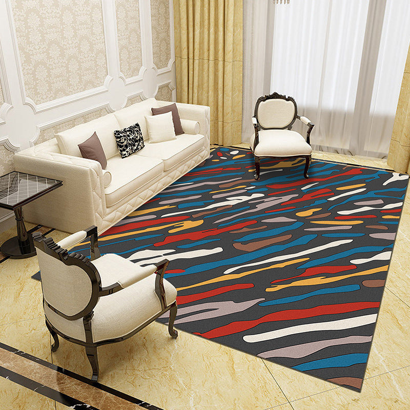 Unique Abstract Patterned Rug Multi Color Contemporary Rug Polypropylene Washable Pet Friendly Non-Slip Backing Rug for Lounge Blue-Red Clearhalo 'Area Rug' 'Modern' 'Rugs' Rug' 2171992