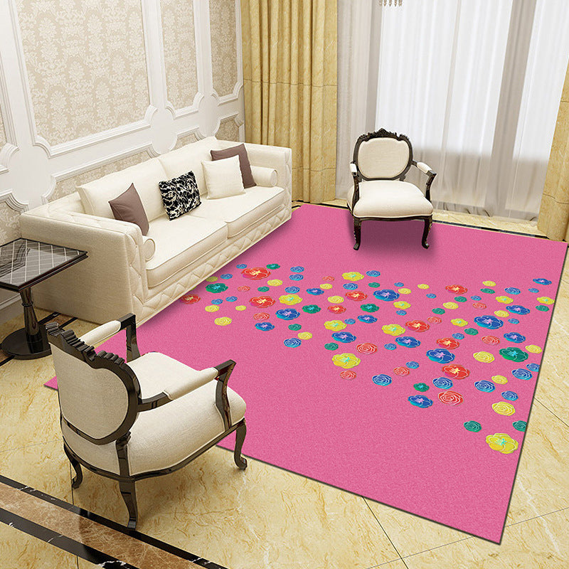 Unique Abstract Patterned Rug Multi Color Contemporary Rug Polypropylene Washable Pet Friendly Non-Slip Backing Rug for Lounge Pink Clearhalo 'Area Rug' 'Modern' 'Rugs' Rug' 2171993