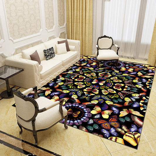 Unique Abstract Patterned Rug Multi Color Contemporary Rug Polypropylene Washable Pet Friendly Non-Slip Backing Rug for Lounge Black-Yellow Clearhalo 'Area Rug' 'Modern' 'Rugs' Rug' 2172005