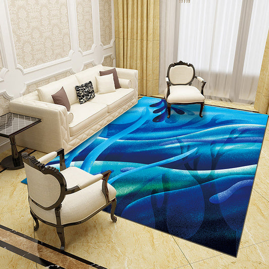 Unique Abstract Patterned Rug Multi Color Contemporary Rug Polypropylene Washable Pet Friendly Non-Slip Backing Rug for Lounge Lake Blue Clearhalo 'Area Rug' 'Modern' 'Rugs' Rug' 2172007