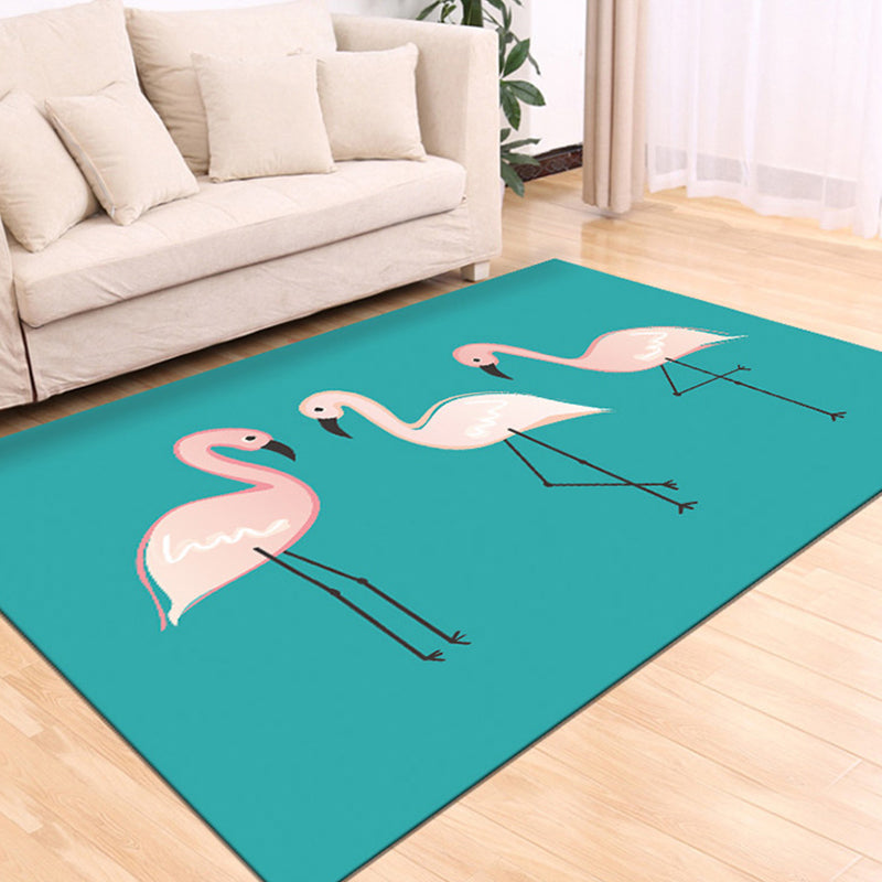 Classic Tropix Indoor Rug Multi-Color Flamingo Carpet Anti-Slip Backing Stain Resistant Machine Washable Rug for Family Room Blue Clearhalo 'Area Rug' 'Rugs' 'Vintage' Rug' 2172015