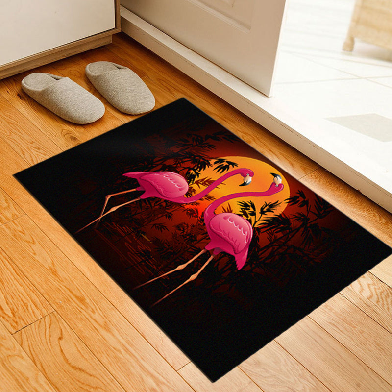 Classic Tropix Indoor Rug Multi-Color Flamingo Carpet Anti-Slip Backing Stain Resistant Machine Washable Rug for Family Room Black Clearhalo 'Area Rug' 'Rugs' 'Vintage' Rug' 2172021