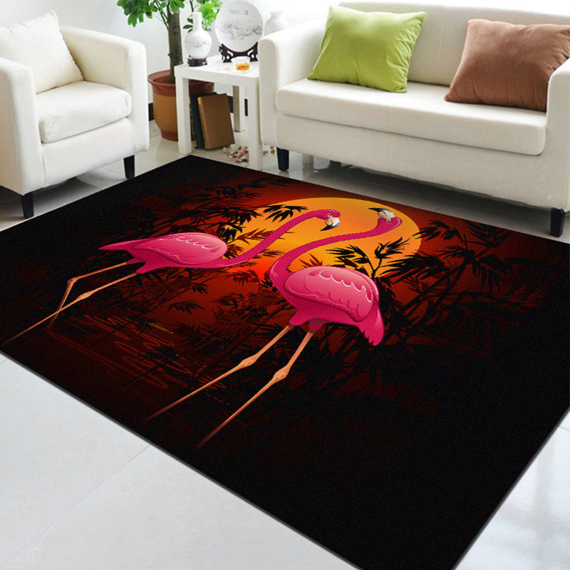 Classic Tropix Indoor Rug Multi-Color Flamingo Carpet Anti-Slip Backing Stain Resistant Machine Washable Rug for Family Room Clearhalo 'Area Rug' 'Rugs' 'Vintage' Rug' 2172022