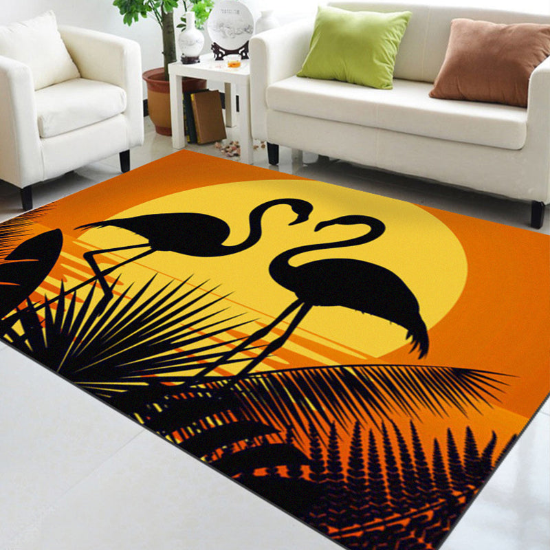 Classic Tropix Indoor Rug Multi-Color Flamingo Carpet Anti-Slip Backing Stain Resistant Machine Washable Rug for Family Room Clearhalo 'Area Rug' 'Rugs' 'Vintage' Rug' 2172025