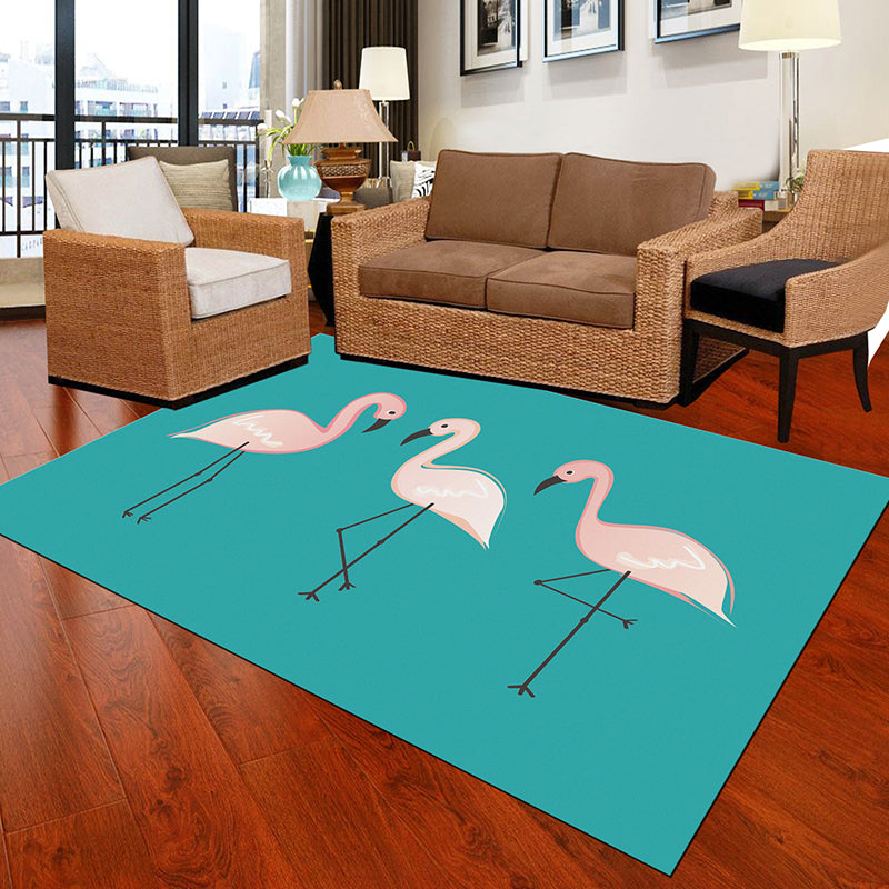 Classic Tropix Indoor Rug Multi-Color Flamingo Carpet Anti-Slip Backing Stain Resistant Machine Washable Rug for Family Room Clearhalo 'Area Rug' 'Rugs' 'Vintage' Rug' 2172029
