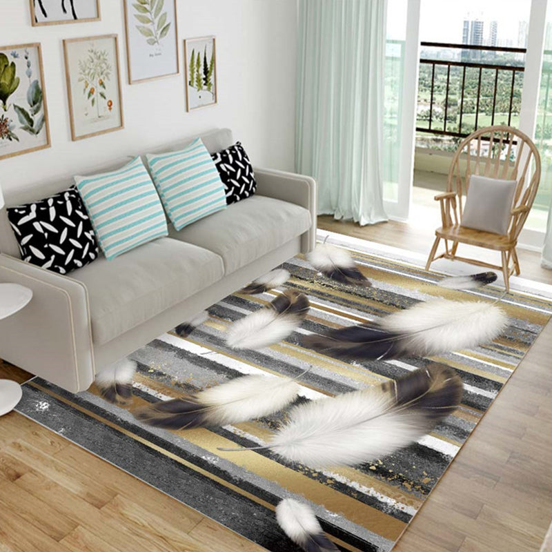 Nordic Living Room Rug Multicolor Patterned Carpet Polyester Stain Resistant Washable Anti-Slip Rug White-Brown Clearhalo 'Area Rug' 'Modern' 'Rugs' Rug' 2172045