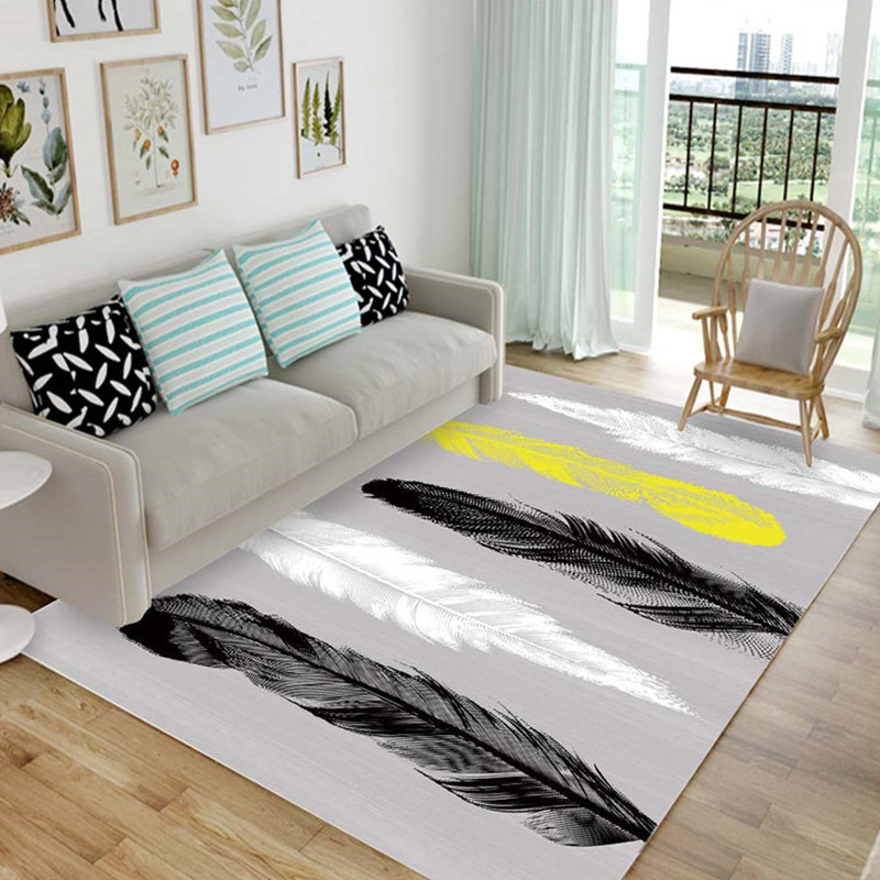 Nordic Living Room Rug Multicolor Patterned Carpet Polyester Stain Resistant Washable Anti-Slip Rug Black-White Clearhalo 'Area Rug' 'Modern' 'Rugs' Rug' 2172049