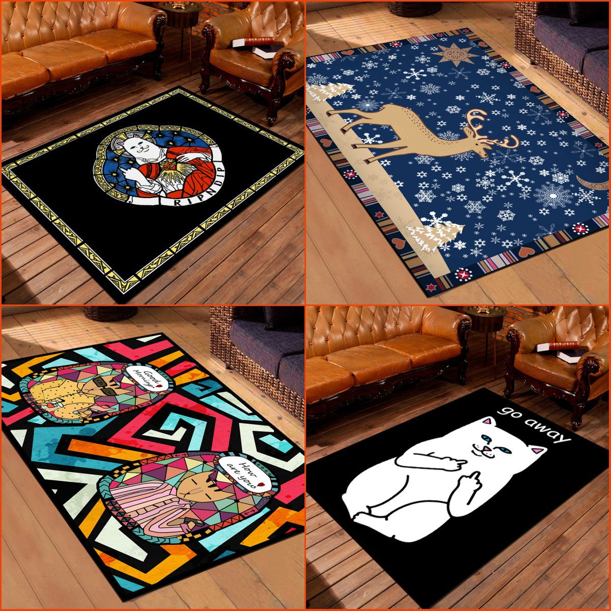 Personality Patterned Rug Multi Colored Nordic Carpet Synthetics Machine Washable Non-Slip Pet Friendly Rug for Great Room Clearhalo 'Area Rug' 'Modern' 'Rugs' Rug' 2172059