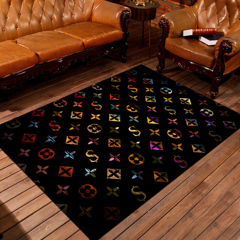 Personality Patterned Rug Multi Colored Nordic Carpet Synthetics Machine Washable Non-Slip Pet Friendly Rug for Great Room Black-Red Clearhalo 'Area Rug' 'Modern' 'Rugs' Rug' 2172064