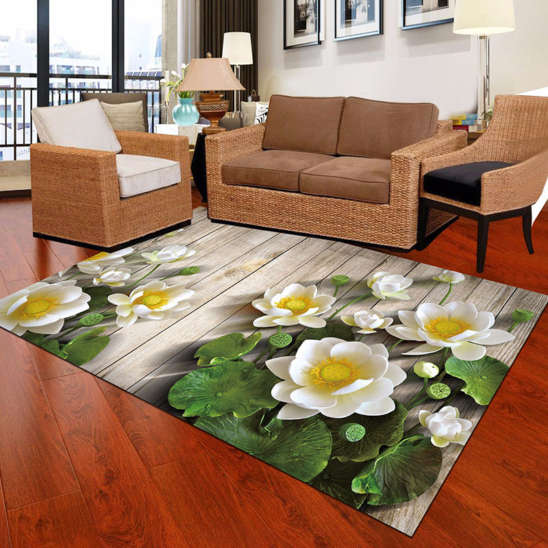 Personality Patterned Rug Multi Colored Nordic Carpet Synthetics Machine Washable Non-Slip Pet Friendly Rug for Great Room White-Green Clearhalo 'Area Rug' 'Modern' 'Rugs' Rug' 2172070