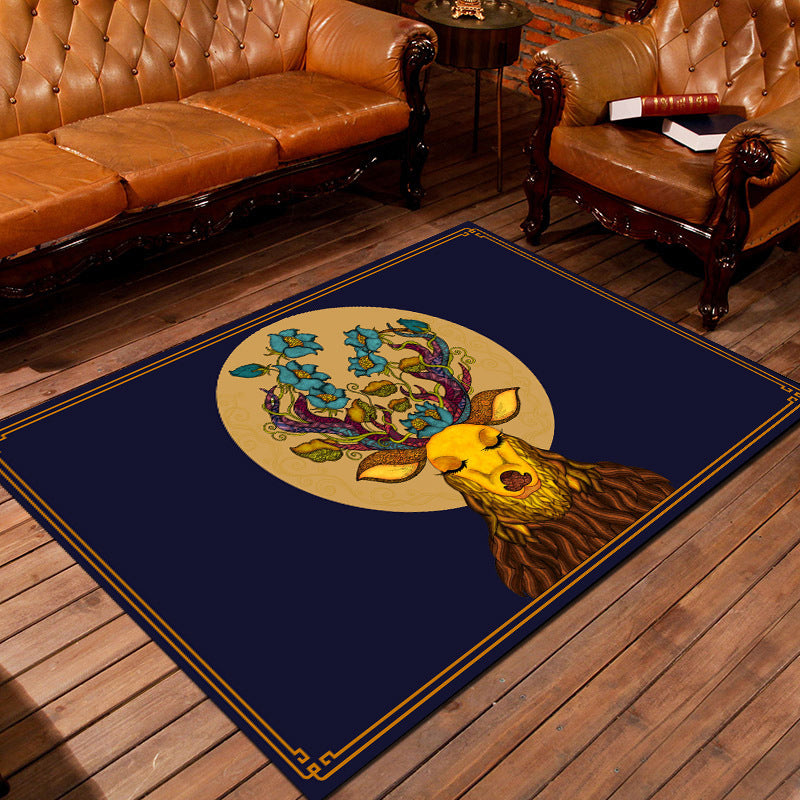 Personality Patterned Rug Multi Colored Nordic Carpet Synthetics Machine Washable Non-Slip Pet Friendly Rug for Great Room Dark Blue Clearhalo 'Area Rug' 'Modern' 'Rugs' Rug' 2172084