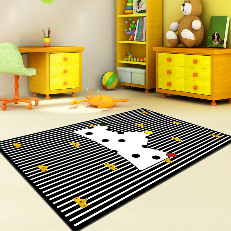 Personality Patterned Rug Multi Colored Nordic Carpet Synthetics Machine Washable Non-Slip Pet Friendly Rug for Great Room Black-White Clearhalo 'Area Rug' 'Modern' 'Rugs' Rug' 2172088